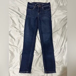 american eagle blue skinny jeans, size 4 regular